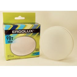 Ergolux GX53 св/д 9W(750lm) 4500К 4K матовая 74х28 пластик/алюм. LED-GX53-9W-GX53-4K